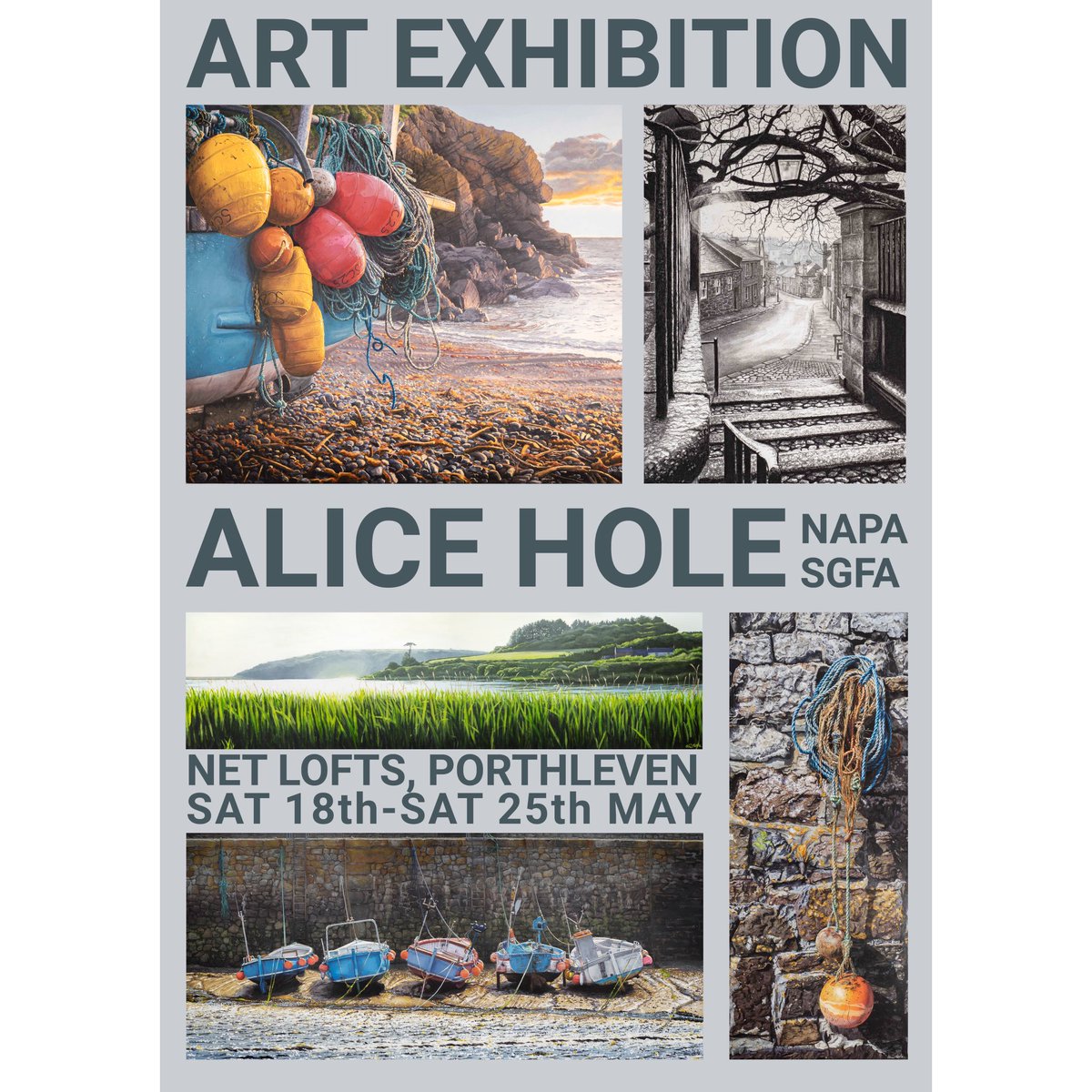 I’ve got my first ever solo exhibition in the Net Lofts in Porthleven starting this Saturday (18th May) for 1 week Come and see my work & chat art with me ☺️
#porthleven #artexhibition #aliceholeartist