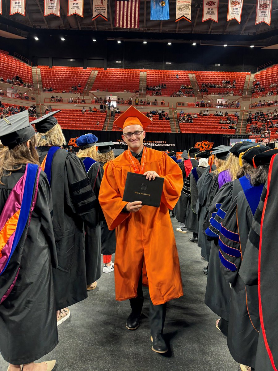 osutulsa's tweet photo. Congratulations to our graduate Brandon McGill for representing the College of Professional Studies as a #okstate24 Orange Gown recipient! #OSUTulsaGrad https://t.co/5ddLNHYu3p