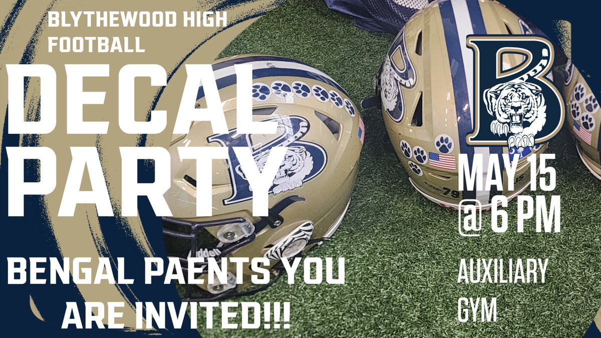 🚨🚨🚨BENGAL 🏈 PARENTS!!! ANNUAL DECAL PARTY ⏰️: 6PM 📆: 5/15/2024 Come on out and help us decal our 2024 helmets!