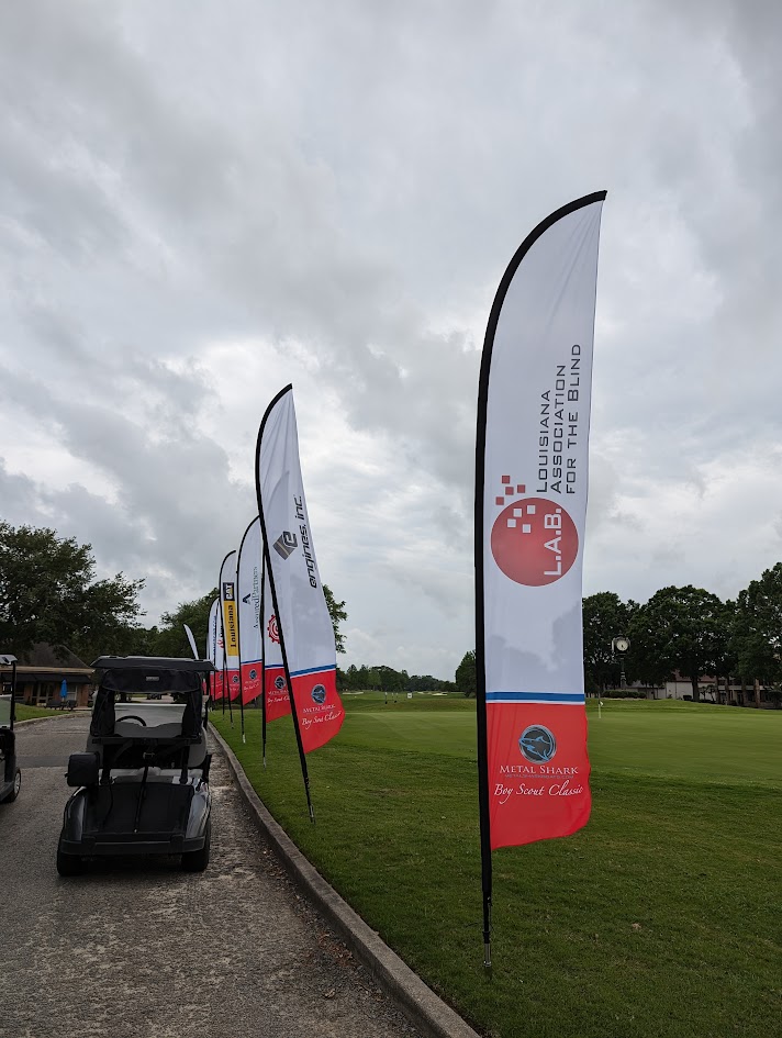 LaBlind's tweet photo. Louisiana Association for the Blind was honored to be the Driving Range Sponsor at the 2024 Metal Shark Boats Boy Scout Classic held at Le Triomphe Golf and Country Club in Broussard, Louisiana. https://t.co/ePlSzX5bbd
