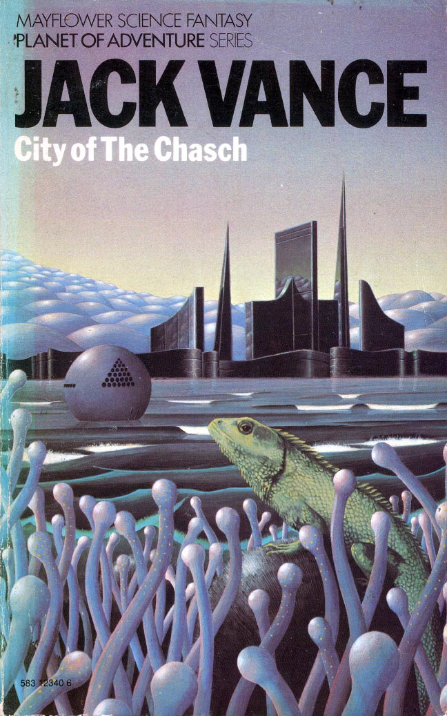 mavmaramis's tweet photo. Jack Vance, City of the Chasch, Mayflower, 1974. Cover: Peter Goodfellow. Planet of Adventure series no. 1. #BookCover #JackVance #PeterGoodfellow #Mayflower #city #Chasch #planet #adventure #70sscifiart @thatsgoodweb @afrocosmist @70sscifi @retroscifiart @doberes https://t.co/Vxa390Jvyi
