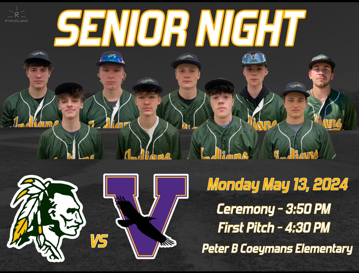 RavenaBaseball's tweet photo. SENIOR NIGHT FOR THE BOYS! Come out and show your support in the last regular season home game! https://t.co/MmxsyWoDG6