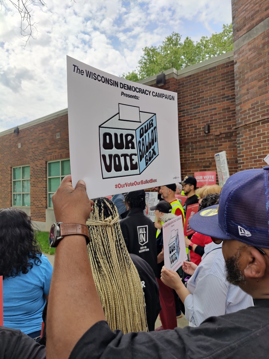 ACLUofWisconsin's tweet photo. We join the Wisconsin Democracy Campaign in demanding that the Wisconsin Supreme Court restore ballot drop boxes to our state.

Ballot drop boxes provide a convenient and accessible solution for voters who need it the most. #OurVoteOurBallotBox https://t.co/ib7kBukZgY