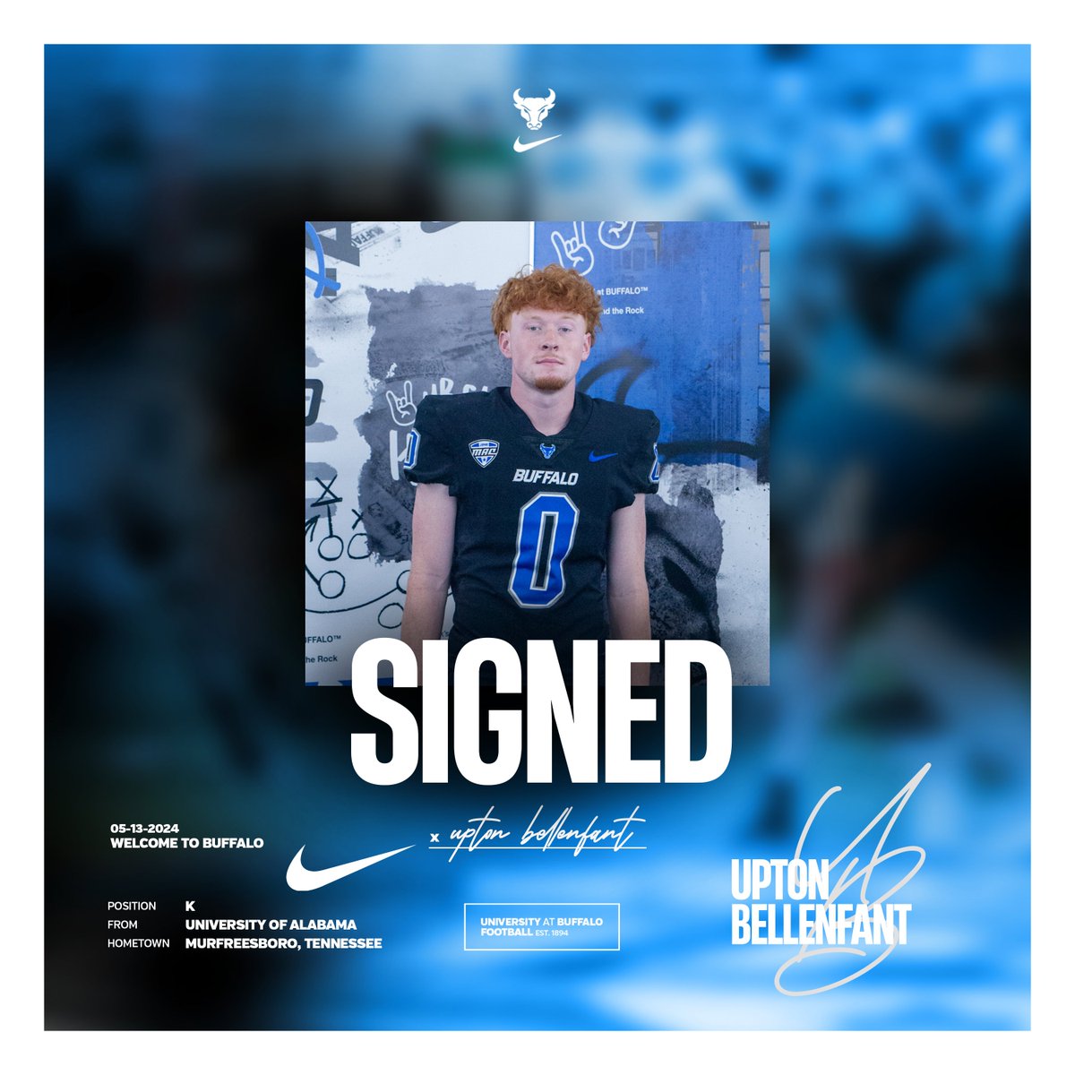 UBFootball's tweet photo. Welcome to the family, Upton! 🤘 

➡️@ubellenfant25

#BULL2MAFI4 | #UBhornsUP https://t.co/J2q6AnUbG7