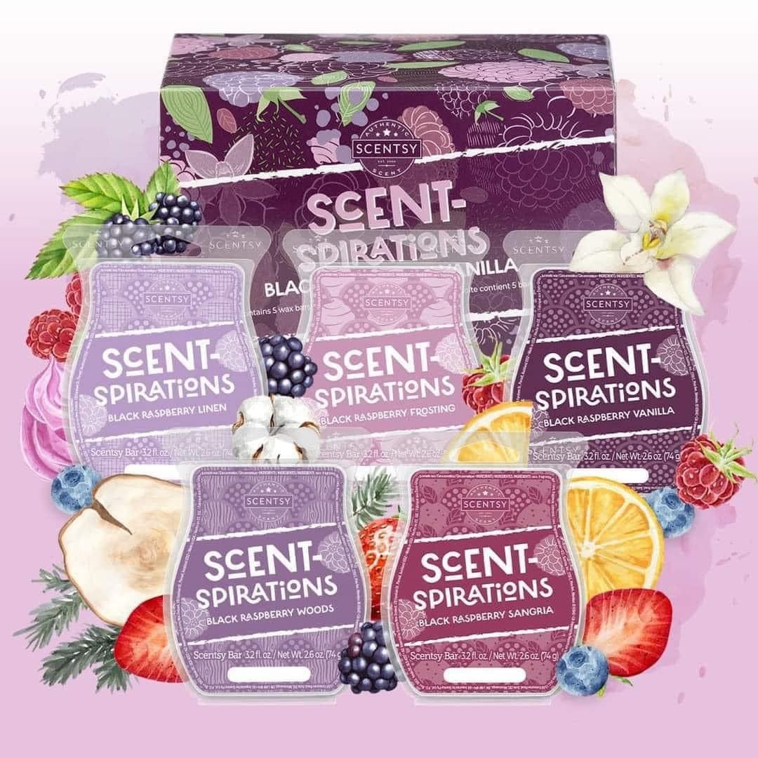 My Black Raspberry Vanilla lovers...this one is JUST for you! This launches today at  1pm est 

All five Scent-Spirations Collection: Black Raspberry Vanilla Scentsy Bars in a decorative box! 
#ScentsyWithCatharine #ScentsyIndependentConsultant