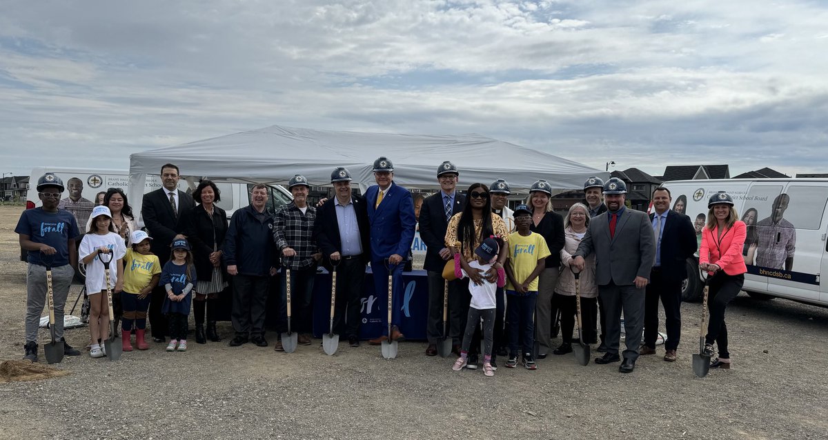 Wonderful Sod Turning ceremony for @PopeFrancisCaledonia and Child Care Centre in the joint-build school. Thank you to our honoured guests, students and families! @WillBoumaBrant @Rick_Petrella @sflecce @ONEducation