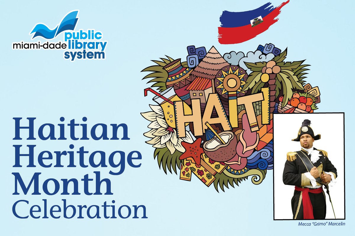 Celebrate #HaitianHeritageMonth at the Golden Glades Branch Library! Enjoy an interactive storytime presented by our #MDPLS Story Troupe, a special cultural poetry and paint workshop led by local artist Mecca 'Grimo' Marcelin and more Tue., May 14, 3 PM. spr.ly/6014jCk6o