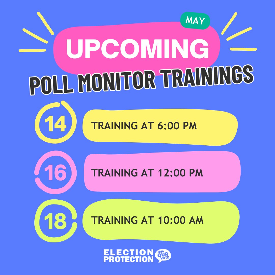 Don't forget!! Our first poll monitor training is TOMORROW Tuesday at 6pm! Sign up here mobilize.us/commoncause/ev… 🤩 P.S. you get a free t-shirt once you complete the training!! Worth it imo
