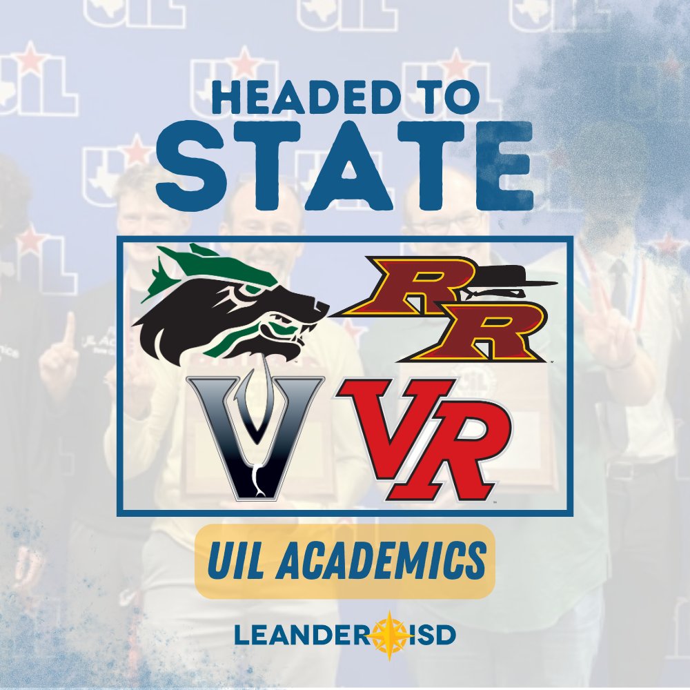 Congratulations and good luck to the #1LISD students from @CPHS_TWolves, @RouseHighSchool, Vandegrift HS & @VistaRidgeHS who are headed to the #UILState Academics meet Tuesday & Wednesday! ℹ️ Full list of qualifiers: bit.ly/3yoHpaE #NoPlaceLikeLISD