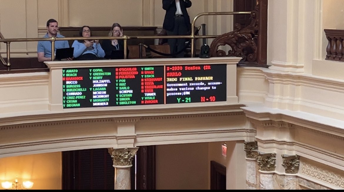 OPRA-gutting bill passes the NJ senate. Shame!