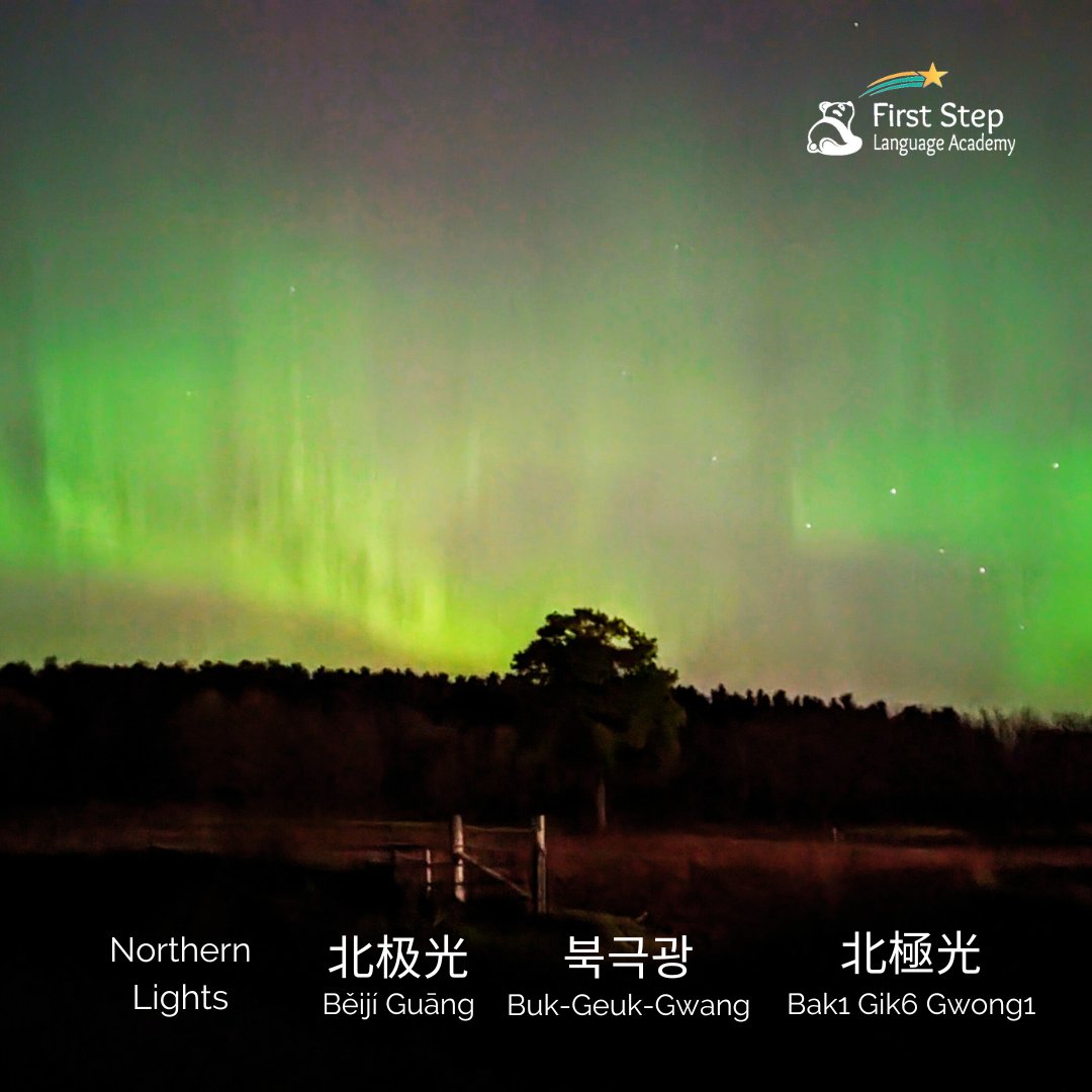 firststeplango's tweet photo. Who saw the Northern Lights this last weekend?

In how many languages can you say the word 'Northern Lights'? 

#languagelearning #Chinese #beginnerchinese #easychinese  #learncantonese #canto #mando #learnkorean #learnenglish #eslclasses #northernlights #aurora  #auroraborealis https://t.co/XJZJyO9NvH