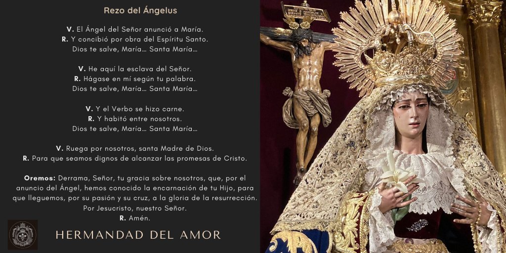 ÁNGELUS | Es la hora del #Ángelus. ¡Oh Madre del Socorro!, con esa palabra tuya ('fiat') nos has hecho hermanos del Dios del Amor y herederos de su gloria. ¡Bendita seas!