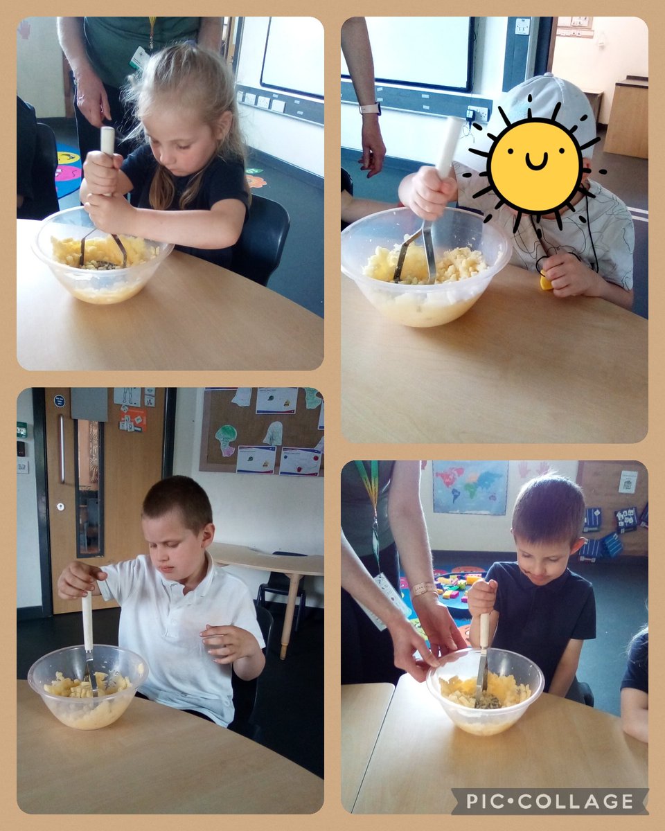 CPickeringPri's tweet photo. We had a go at mashing potato! #CPHub  #Supertato https://t.co/EBdEwKdw0s