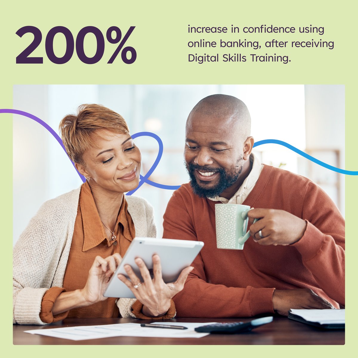 People who received our Digital Skills training reported a 200% increase in confidence using online banking. 💻💷 
We're proud to be helping thousands of people be digitally and financially included in partnership with @LBGplc

More info👉  bit.ly/3OvSvzO

#digitalskills