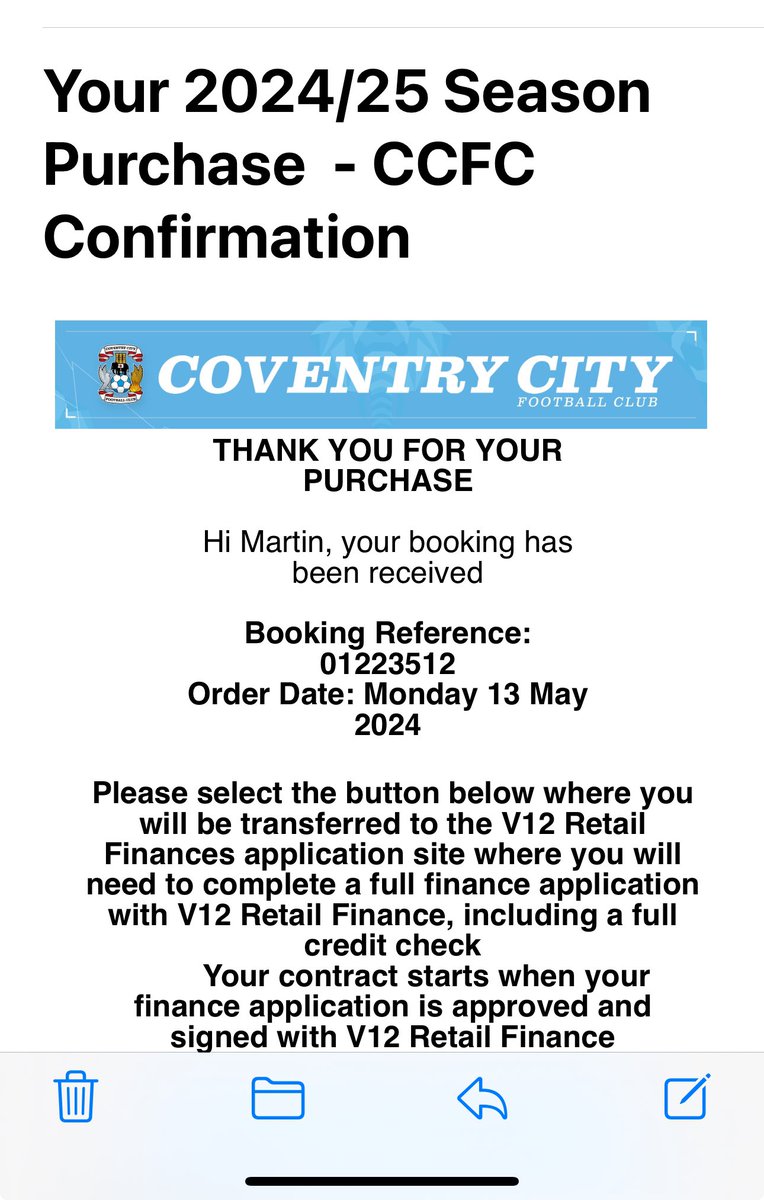 Season tickets renewed #pusb #coventrycity sky blue army!