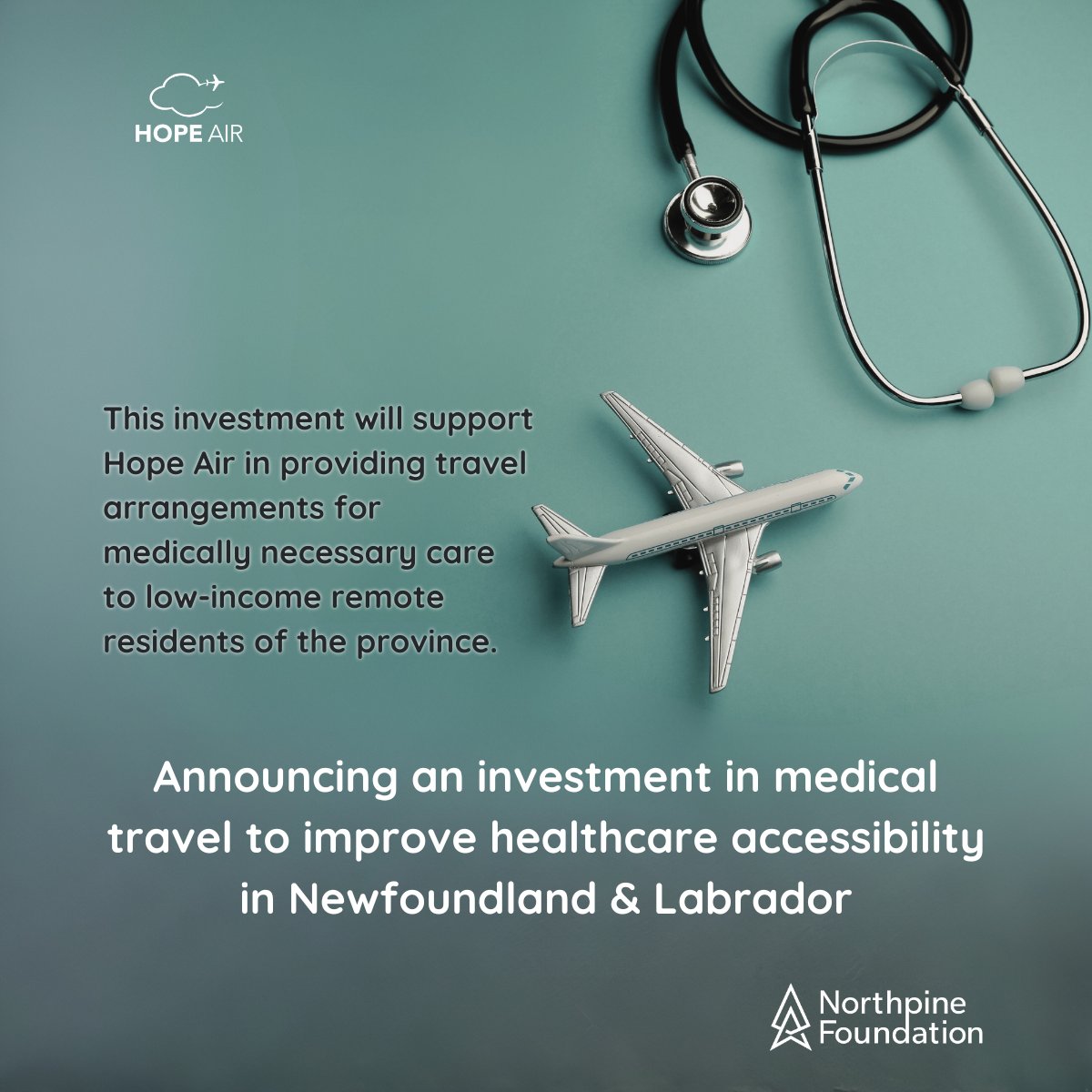 We are proud to announce an investment in @HopeAir  to enhance healthcare access in rural Newfoundland and Labrador supporting medically necessary travel arrangements for residents in need. northpinefoundation.ca/blog/northpine…

#NorthpineFoundation #HealthcareAccess #NewfoundlandandLabrador