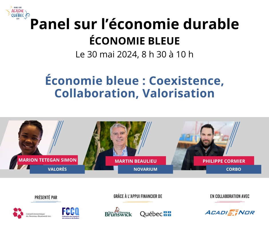 Ce panel se penchera sur les recherches sur la coexistence entre la pêche commerciale et la baleine noire de l'Atlantique-Nord, les collaborations économiques durables , et les initiatives de valorisation des ressources maritimes pour un développement régional durable.