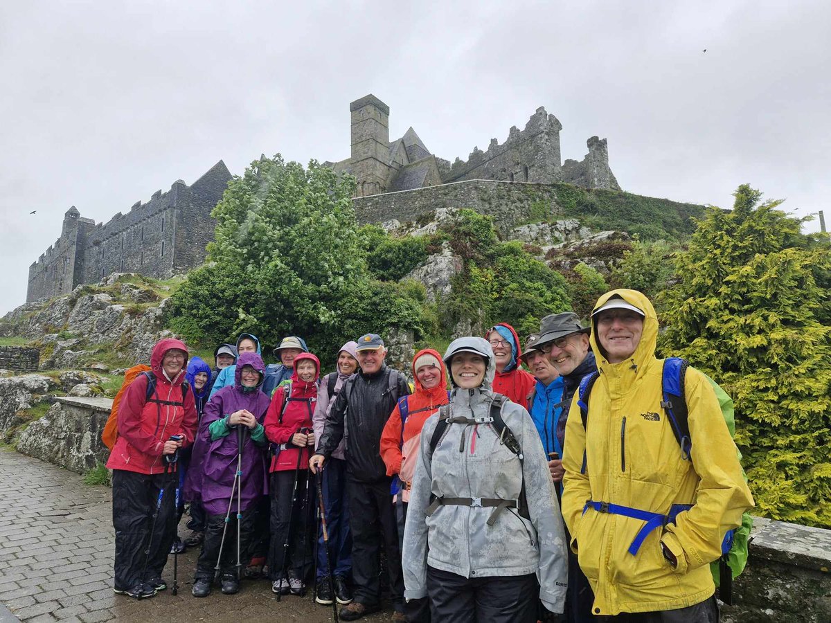 Smiling our way through the rain as we set out on St. Declans Way with our visitors from the States, Canada, Australia and Ireland 🍀 #ireland #celticwaysireland #stdeclansway #pilgrimage #pilgrims #castles #beach