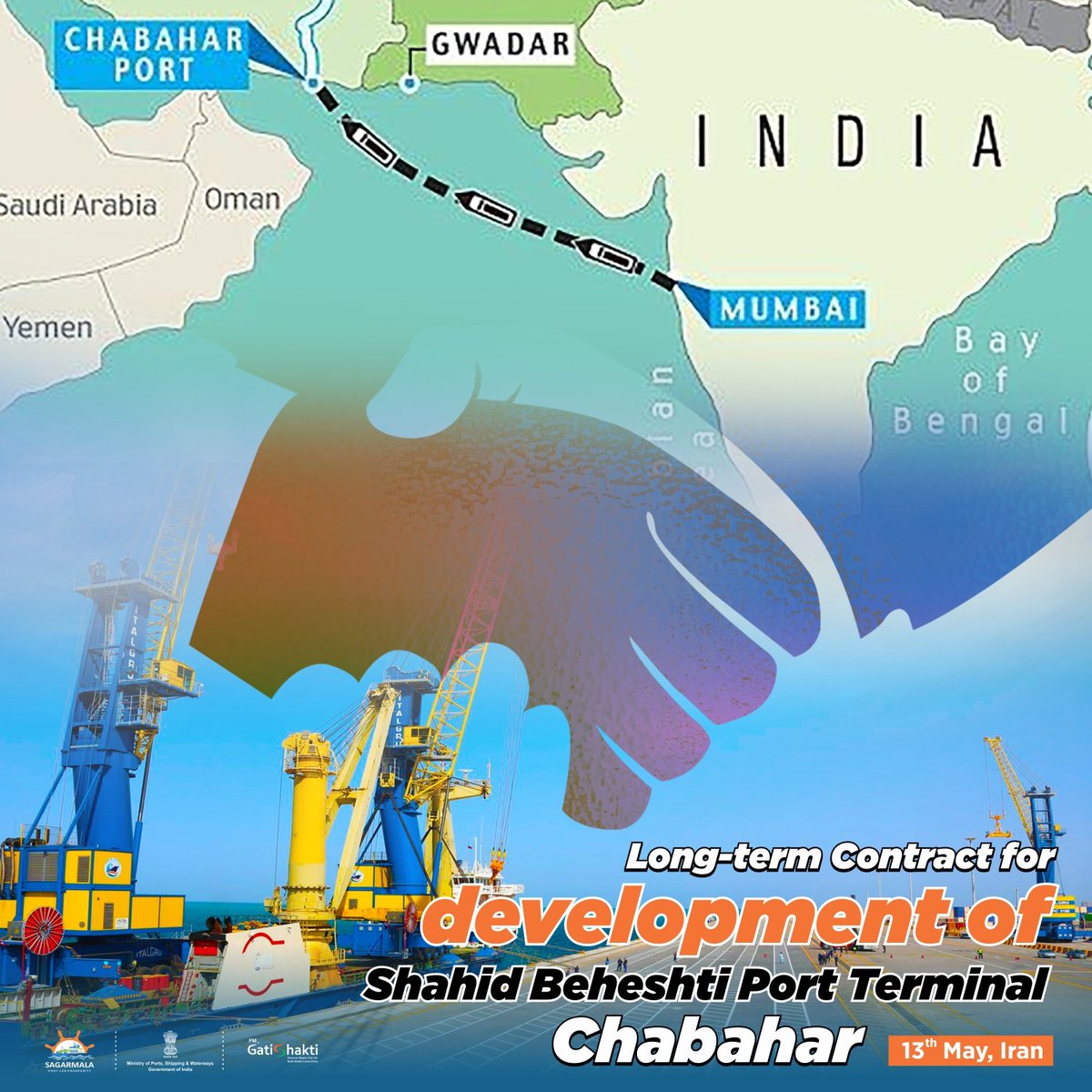 Today, a Long-term Contract for development of Shahid Beheshti Port Terminal, Chabahar, an India-Iran flagship project, was signed between IPGL & Ports & Maritime Organization of Iran. Chabahar Port is a gateway for trade with Afghanistan & broader Central Asian countries.
