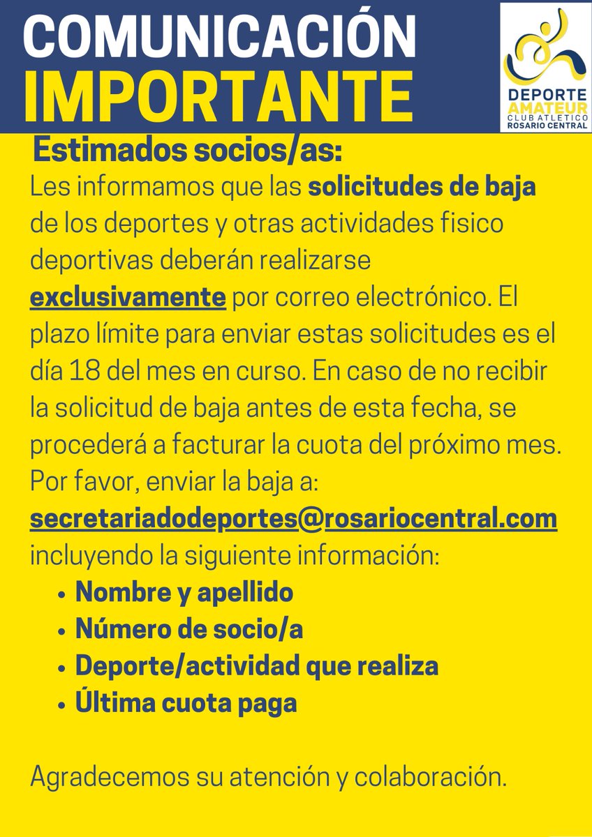 📝Comunicado importante para socios/as👇🏻