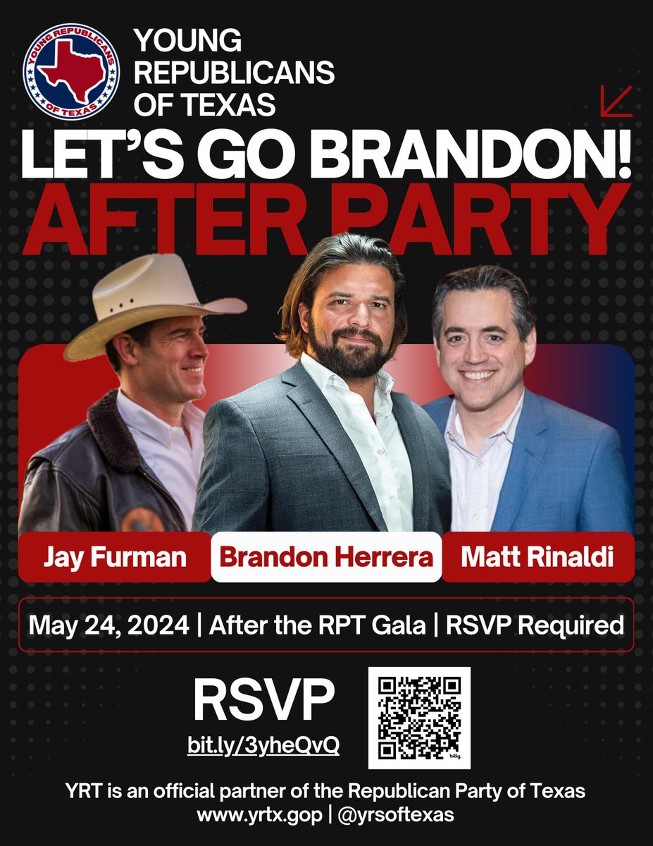 Our Texas GOP Convention after party just got even better -- RSVP NOW! We're excited to be joined by @CommanderFurman, @TheAKGuy, and @MattRinaldiTX after the RPT Gala!