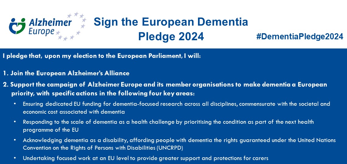 ✅Apoio a Alianza Europea do Alzheimer @AlzheimerEurope. Co manifesto #DementiaPledge2024 comprométome a apoiar:
✅Máis financiamento para investigación
✅Priorizar a demencia no programa de saúde da UE
✅Recoñecer a demencia como discapacidade
✅Apoiar e protexer ás coidador@s.