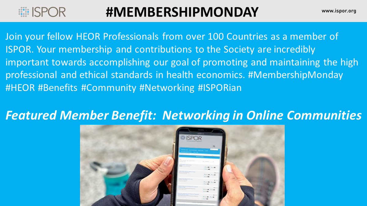 Not an @ISPORorg member? #DYK members have access to online communities including the All-Member Community. We invite you to join today so you can connect with peers from across the globe! ow.ly/7ceW50REBYp. #MembershipMonday #HEOR #Community #Networking #ISPORian