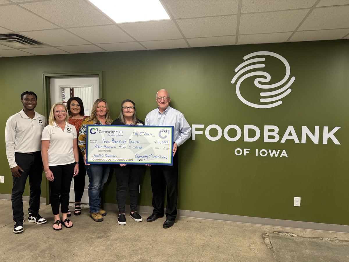As part of our Drive Forward, Give Back program, C1st was proud to be able to donate $4,500 to the <a href="/foodbankiowa/">Food Bank of Iowa</a>! #c1stcu