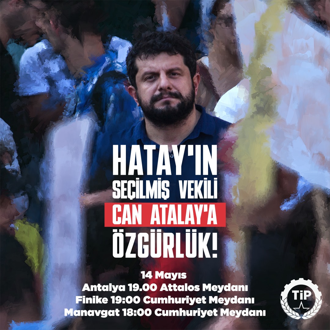 Halkın oylarıyla milletvekili seçilmesinin birinci yıl dönümünde milletvekilimiz Can Atalay’ın özgürlüğüne kavuşması için adaleti aramaktan vazgeçmeyeceğimizi haykırmak ve #CanAtalayaÖzgürlük demek üzere buluşuyoruz! 🗓 -14 Mayıs Salı (yarın) 📍-Attallos Meydanı ⏰️-19.00