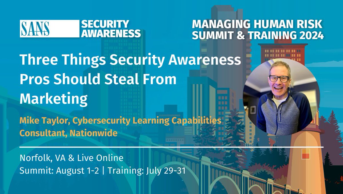 At the SANS #HumanRiskSummit, @tmiket will share on how embracing marketing-inspired strategies can transform your #SecurityAwareness initiatives, leading to more effective and engaging outcomes. Secure Your Seat | Aug 1-2 sans.org/u/1tys