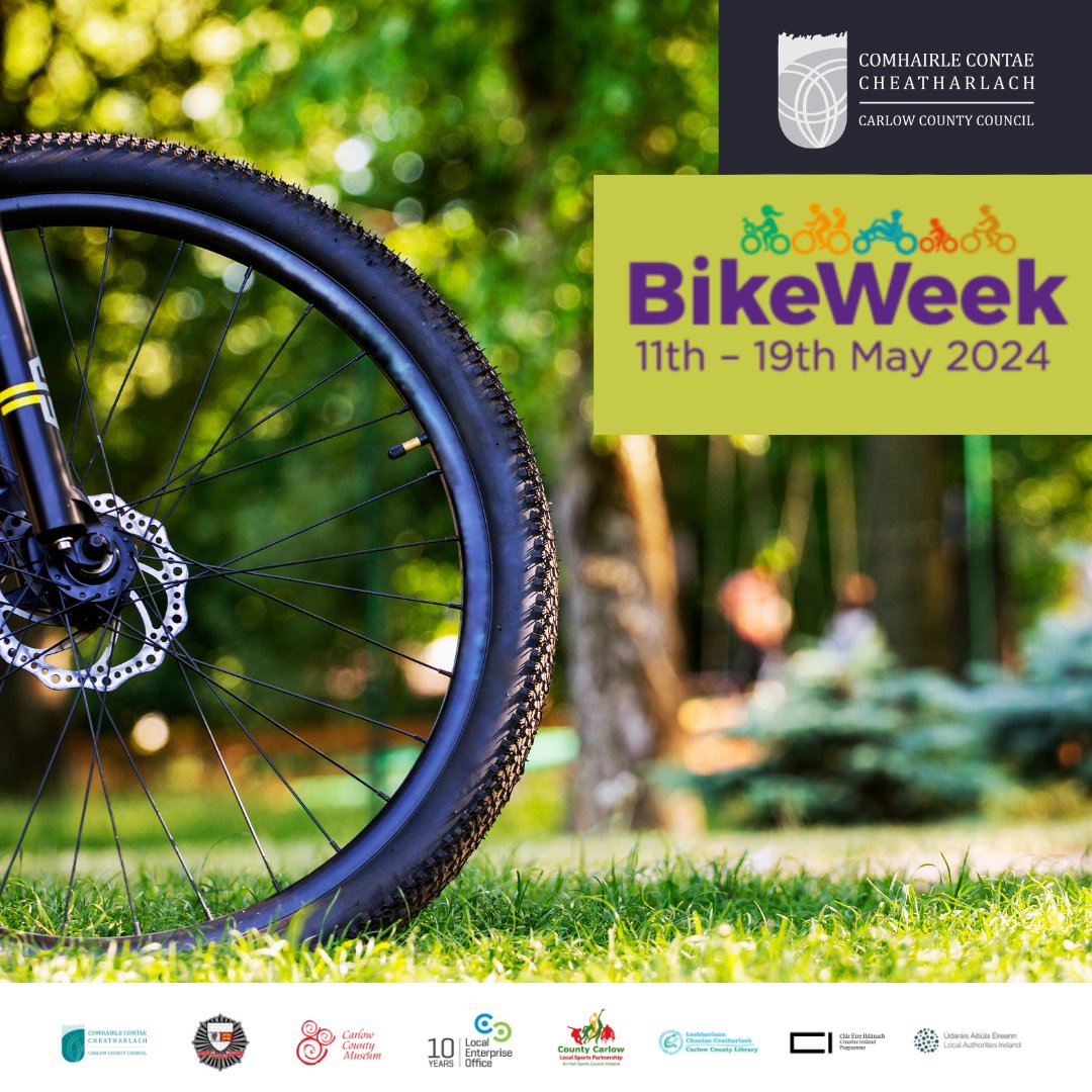 #BikeWeek is underway in #Carlow , taking place from May 11 -19 this year. Find info on @ActiveCarlow events at transportforireland.ie/getting-around… #nationalbikeweek @TFIupdates @sportireland @CarlowPPN