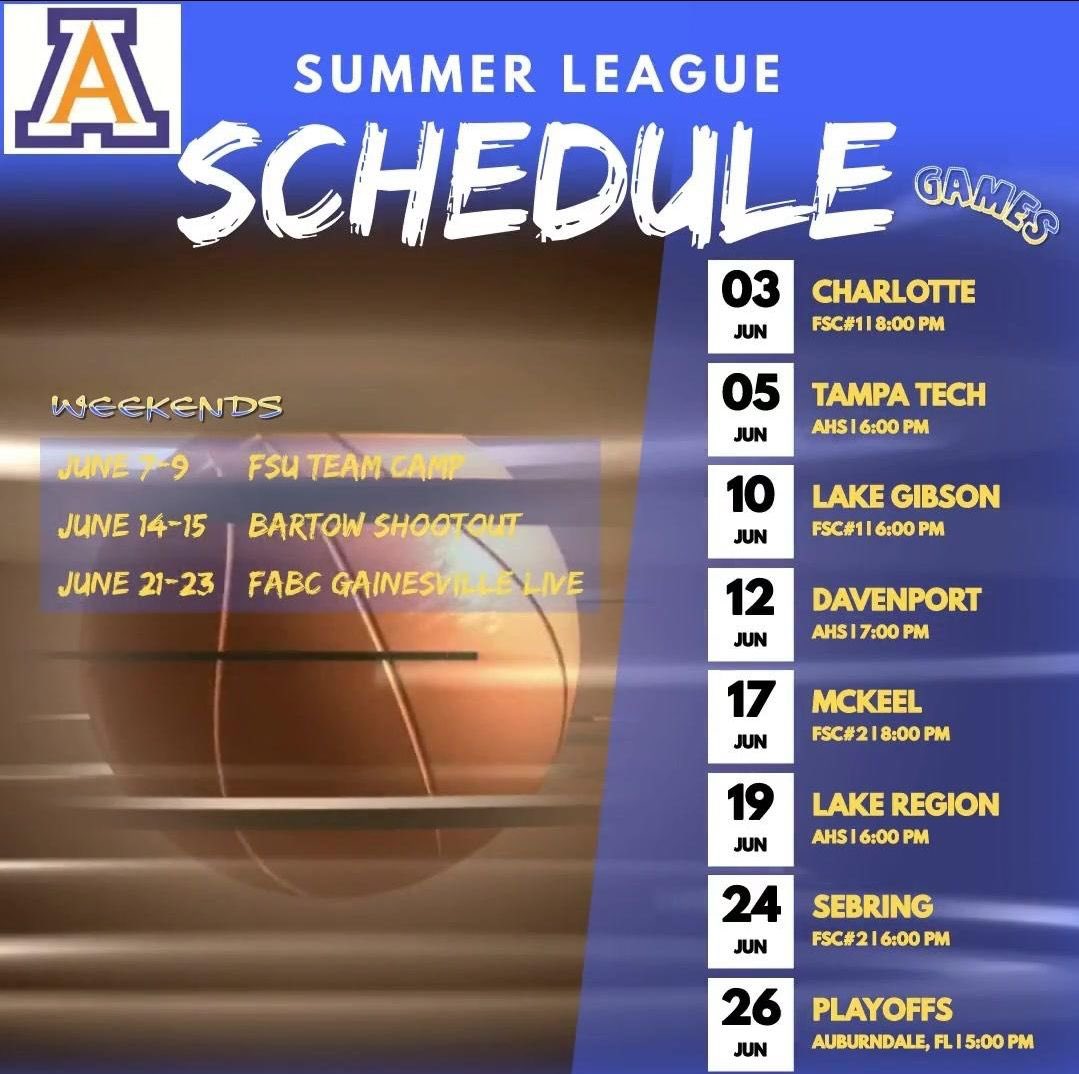 ***Breaking News***

Auburndale has released its Summer schedule 

#polkhoops
#1SourceforPolkCountyHighSchoolBasketball