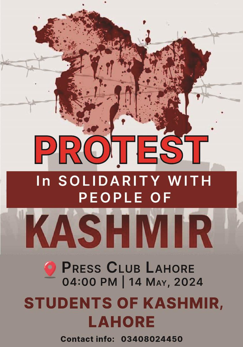 Kashmiri students will protest tomorrow in solidarity with the people of Pakistani Administrated Kashmir. Please those in lahore, join them.