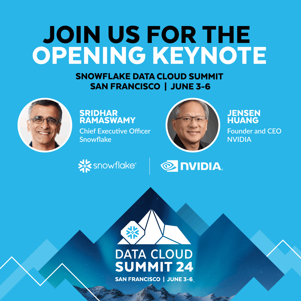 We’ve been rapidly innovating in #genAI here at @SnowflakeDB , and I’m more excited than ever to show you what’s to come at #DataCloudSummit. I’m pleased to welcome @nvidia Founder and CEO Jensen Huang to Summit once again to join me for a fireside chat during my opening…