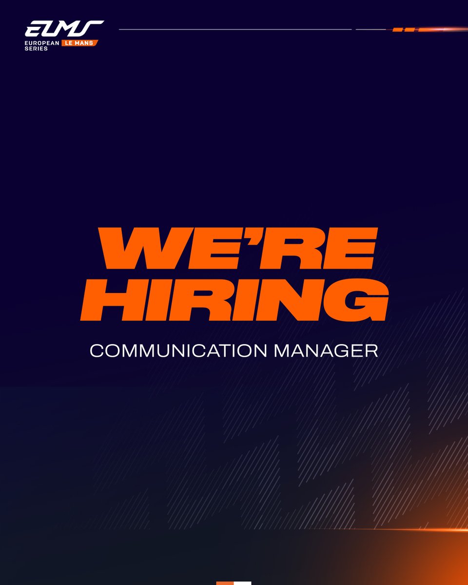 🔔 JOB ALERT 🔔

Want to join our team? Here's your opportunity!
We're looking for our new Communications Manager to join us on a full time basis. 💻

Job details and how to apply here👉🏻 bit.ly/ELMSJobOpportu…

🗓️ Available September 2024
📌 Le Mans

#ELMS #LMC #WEC #LeMans24
