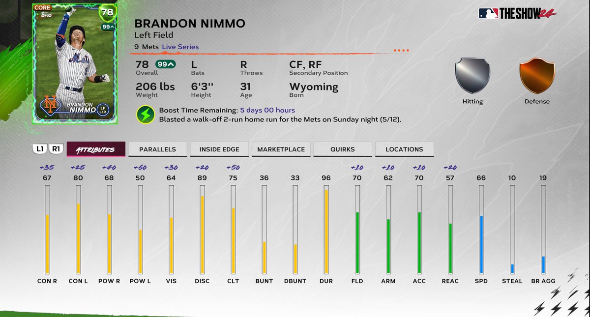 Add these 2 players to your squad because for the next 5 days they are🔋#Supercharged🔋to a 99 OVR! 🔋Raisel Iglesias for becoming the 4th active player to reach 200 career saves 🔋Brandon Nimmo for his walk-off home run in last night's game #MLBTheShow