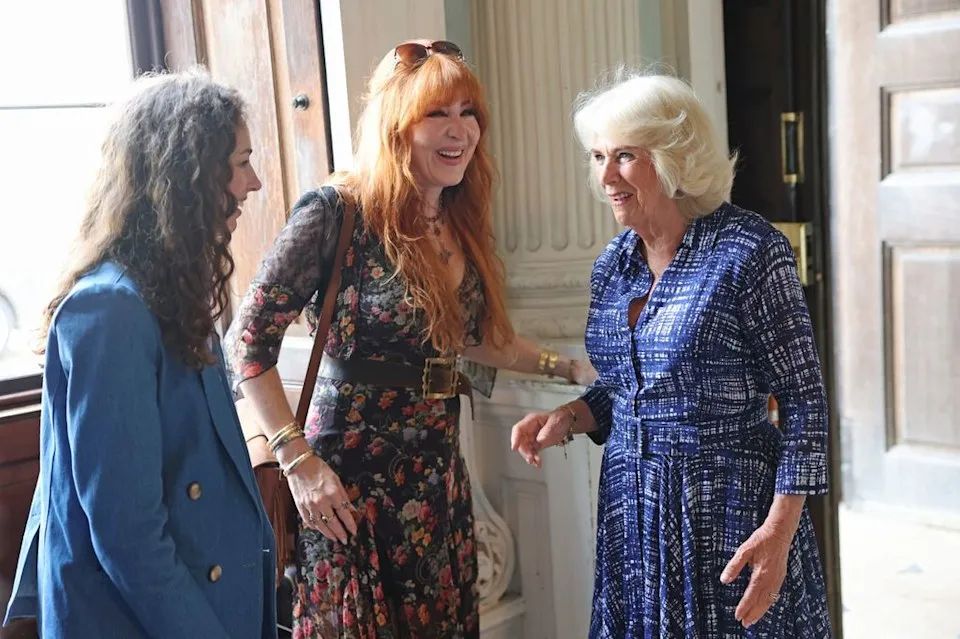 Rose Hanbury, the Marchioness of Cholmondeley, was among the guests to join the royals on the final day of the Badminton Horse Trials in Gloucestershire on Sunday. 
📸 Queen Camilla chatting with Rose Cholmondeley (L) and Charlotte Tilbury (C)