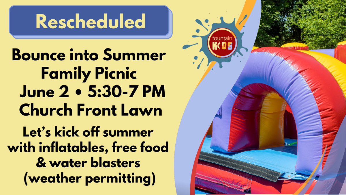 Join us on Sunday, June 2 as we Bounce into Summer with a family picnic!