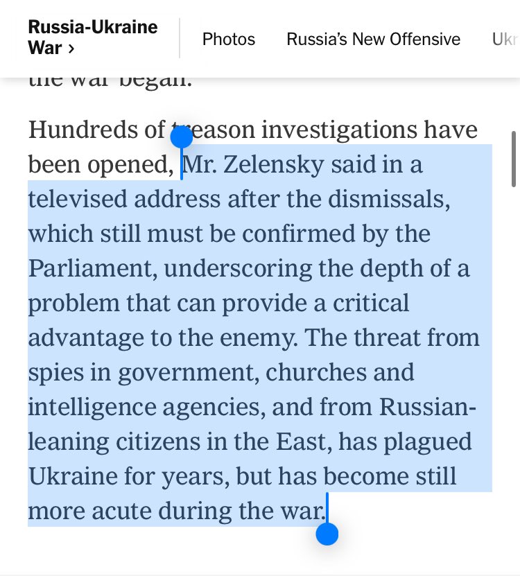 @nytimes You only have to compare with the sympathetic and approving coverage @nytimes gives to Ukraine’s brutal hunt for suspected collaborators, which has included torture, car bombings and summary executions nytimes.com/2022/07/18/wor…