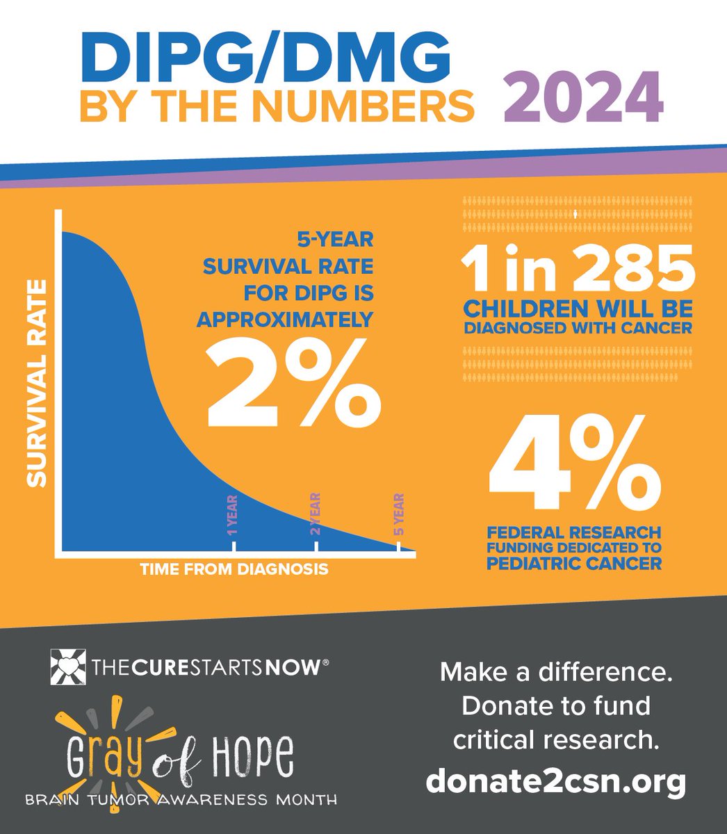 May is Brain Tumor Awareness Month, and our little warriors fighting DIPG/DMG are in the fight of their lives. 💪 Help us change the odds and provide more treatment options for these brave kids. Together, we're waging war on brain cancer! ⚔️ donate2csn.org