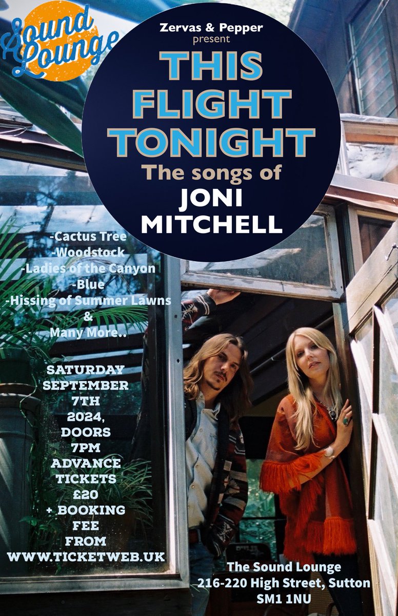 zervaspepper's tweet photo. Looking forward to hooking up with our favourite music aficionado @psexton3 for ‘This Flight Tonight- The Songs of Joni Mitchell’ at @soundloungeCIC Sutton.. Sat 7th September’24 #thisflighttonightthesongsofjonimitchell #thesongsofjonimitchell  Tix here: https://t.co/GGWsZTXbCh https://t.co/dwzrhanXV6