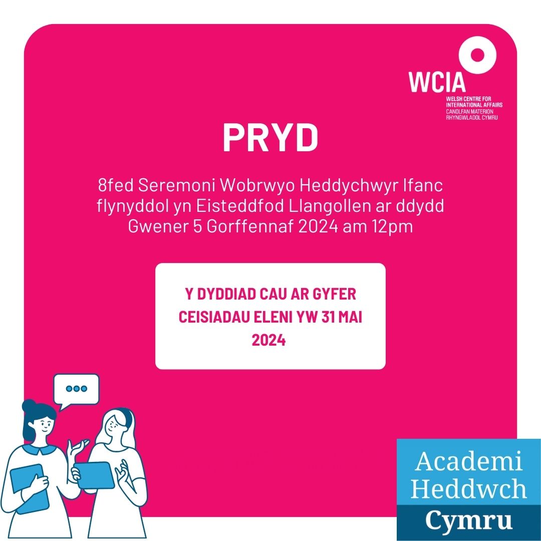 Gwobrau Heddychwyr Ifanc 2024 - gwnewch gais nawr! <a href="/llangollen_Eist/">Llangollen International Eisteddfod</a> <a href="/WCIA_Wales/">WCIA</a>