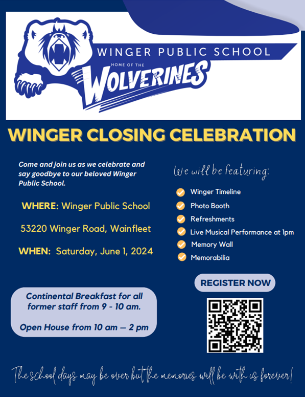 dsbn's tweet photo. ✨ Save the date ✨ to celebrate with us before the doors close for the final time!

William E. Brown and Winger Public School each invite you to attend their school's closing celebrations 🏫🎉

Don't miss the details 👇 Stop by, share your memories and say one last goodbye! 👋❤️ https://t.co/HKH8SnHIJW