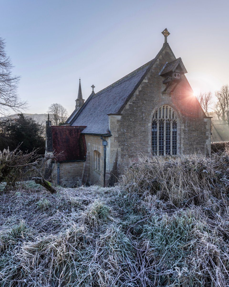 An Arts and Crafts masterpiece. St Mary's, Temple, Corsley, Wiltshire was a private chapel built in the memory of the husband and son of Mary Barton. In 1899, Mary left money for the construction of the chapel and an endowment of a trust to preserve it.