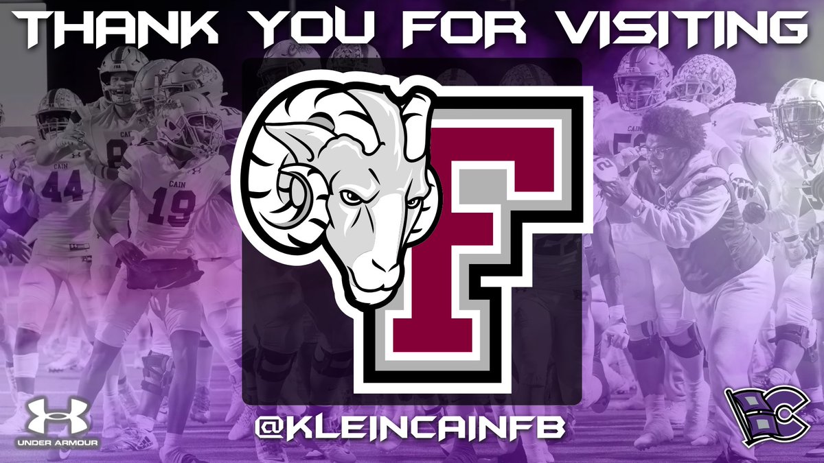 Thank you to @FORDHAMFOOTBALL for stopping by to check out @KLEINCAINFB #RECRUITTHEREIGN #STORMSURGE24 #REIGNCAIN