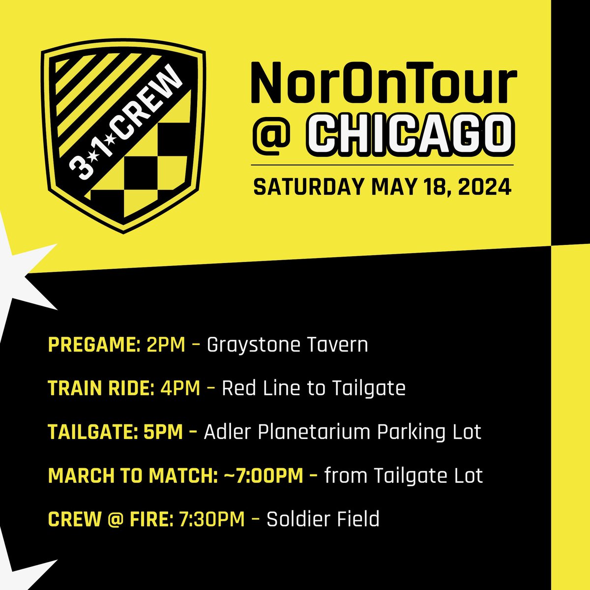 ThreeOneCrew's tweet image. Now that the weekend is behind us we can finally look forward to hosting #Crew96 and @NorOnTour on Saturday 5/18!

We’re so excited to see you all and we know our sold out away section will be rocking! Here’s the plan, more details below 👇