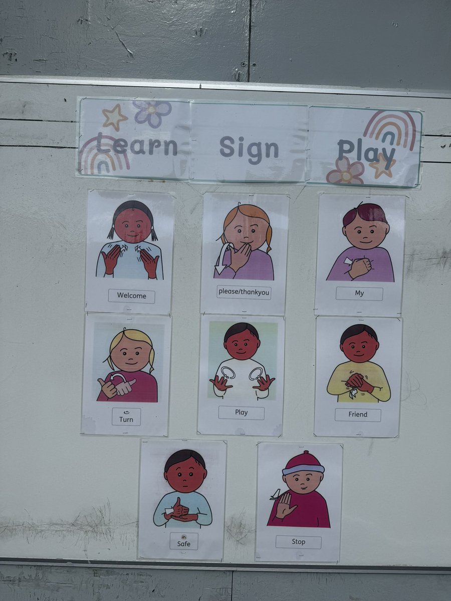 I love these sign language prompts in our playground. #LearnToLoveLoveToLearn ❤️💙💚💛🌈🎉