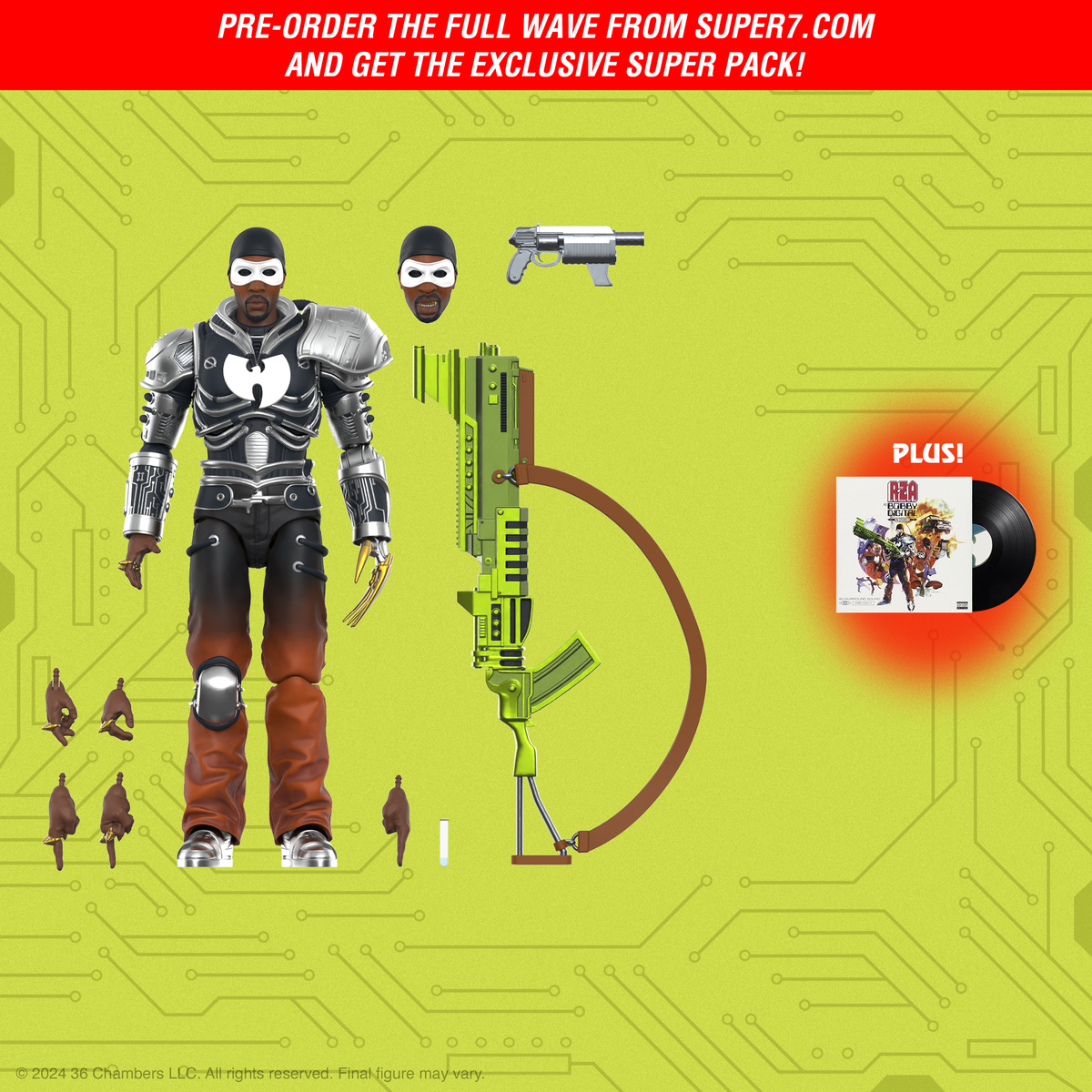 This RZA ULTIMATES! figure of Bobby Digital is inspired by the cover art from that album and features the iconic wordsmith in metallic cybernetic armor. This figure also comes with multiple accessories. Pre-order now: bit.ly/3QGNOUU #Super7 @RZA