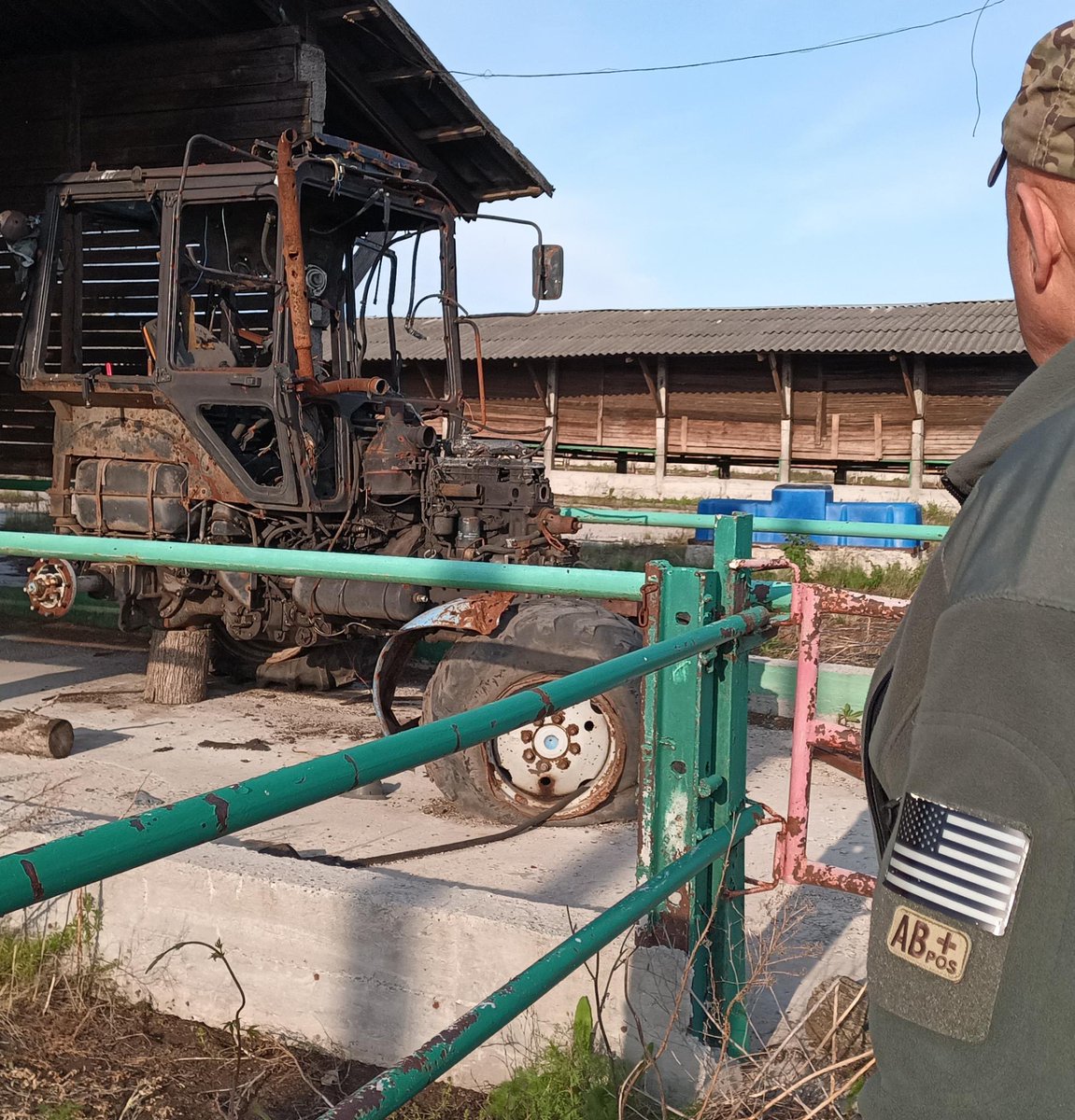 Nebraska State Senator Tom Brewer inspecting a kremlin destroyed farm in formerly russian occupied Kharkiv Oblast in the north of Ukraine.