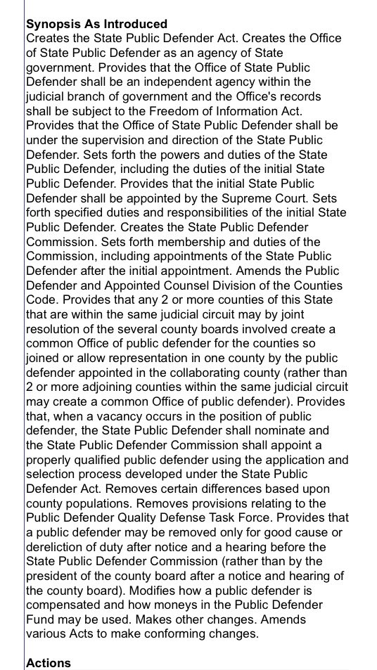 1) Legislation creating an office to assist county public defenders in IL was refiled after advocates felt a previous bill didn’t adequately give the office independence from the IL Supreme Court. The new bill, HB5842, calls for that and has details on how the office would work.